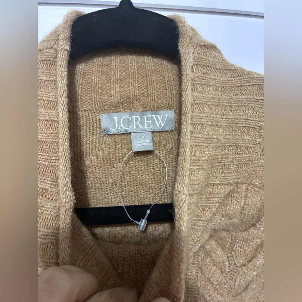 J. Crew Camel Cable-Knit Mockneck Sweater